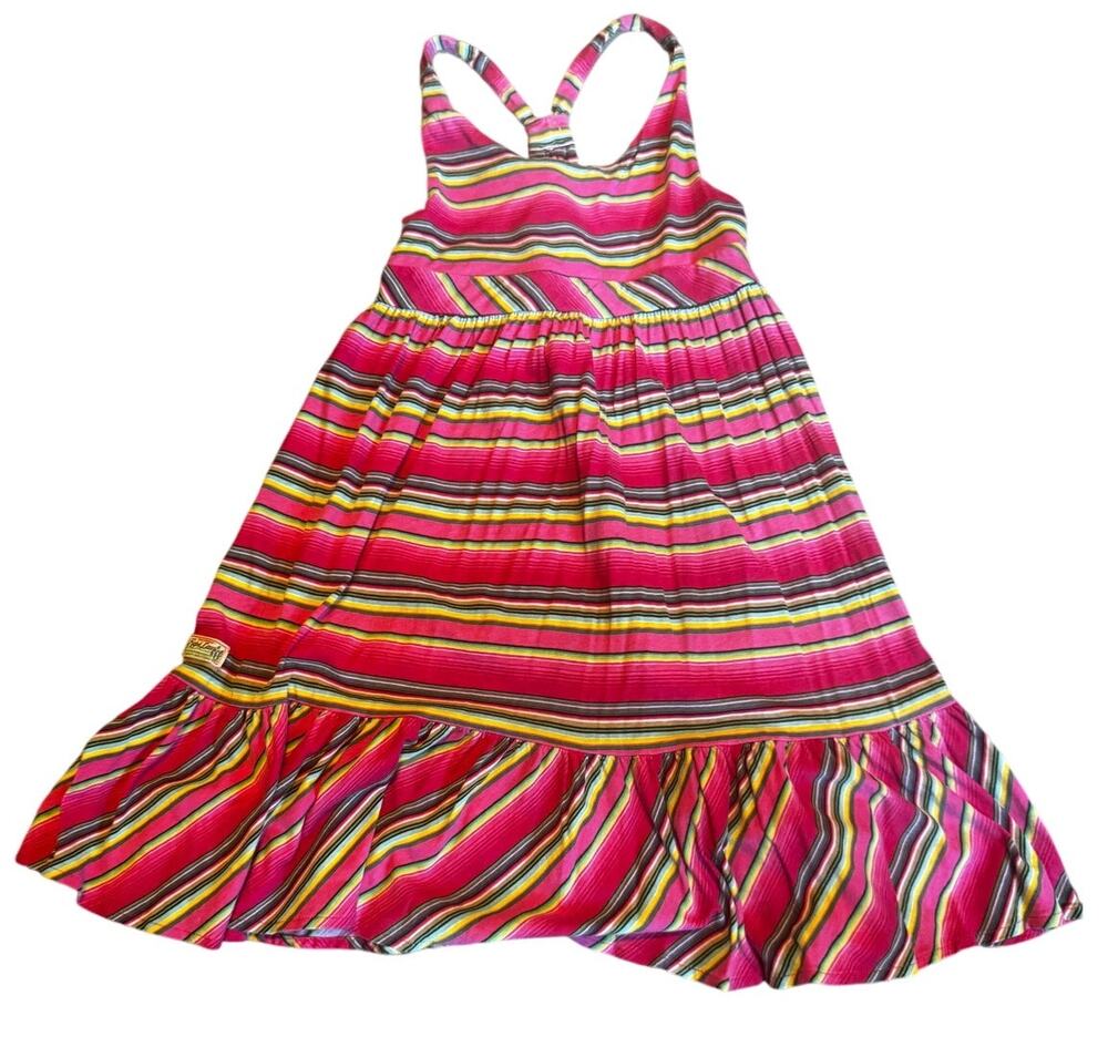 Title: Ralph Lauren Girls Pink Multicolor Stripe Cotton Sundress Dress Size 6